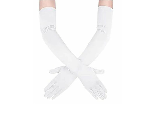 Farsangi kesztyű fehér hosszú - 55 cm