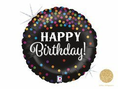 Boldog születésnapot konfetti fólialufi - 46 cm - 1 db.