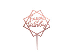 Plexi tortabevonó Boldog születésnapot arany rózsaszín - 1 db.