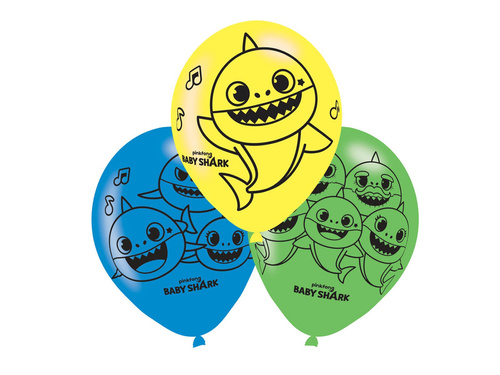 Baby Shark latex lufi - 27,5 cm - 6 db