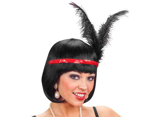 Retro piros toll és flitteres fejpánt - 1 db.