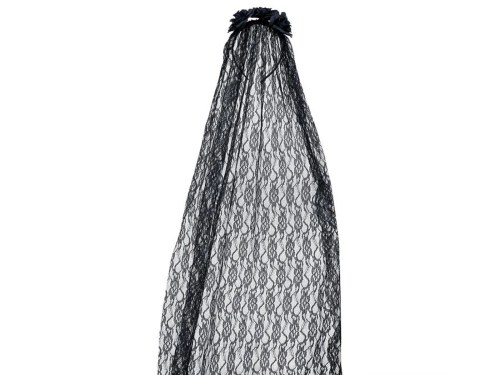 Fejpánt fátyollal és virágokkal fekete - 1 db.