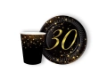 Szikrázó 30. születésnapi papírpoharak + tányérok készlet - 24 db
