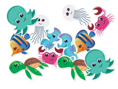 Víz alatti világ kétoldalas dekoráció - 12 db.