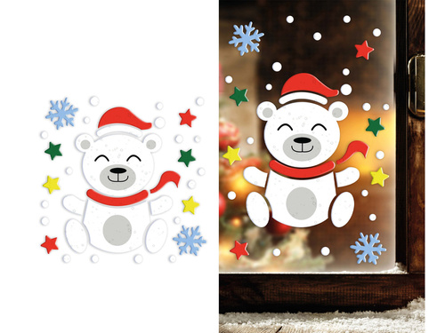 Jegesmedve ablak dekoráció karácsonyra