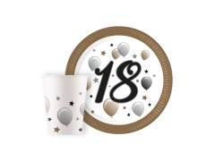 Pohár + papírtányér készlet 18. születésnapra - 16 db.