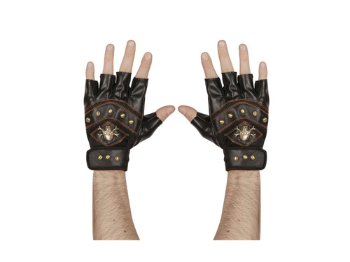 Ujjatlan bőrkesztyű koponyával és sípcsontokkal