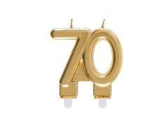 Arany 70. évfordulós gyertya - 7,5 cm - 1 db.