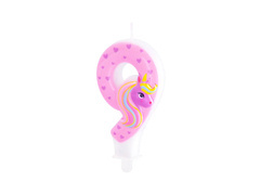 Egyszarvú számgyertya - 9 - kilenc - kilenc