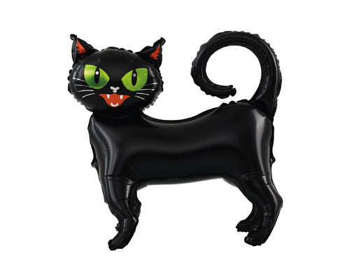 Fekete cica álló fólialufi - 62 x 65 cm - 1 db.