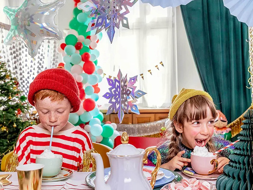 Dekoratív irizáló hópehely medálok - 15-25 cm - 6 db.