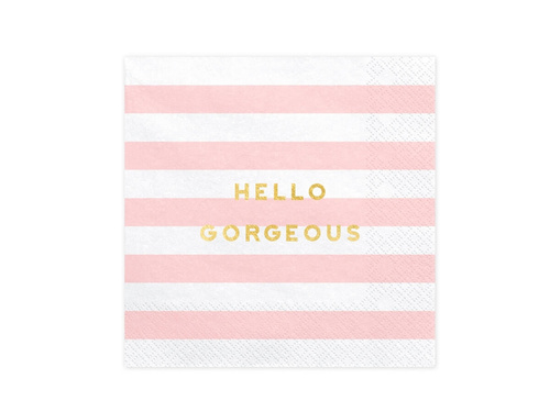 Hello Gorgeous rózsaszín csíkos szalvéták - 33 cm - 20 db.