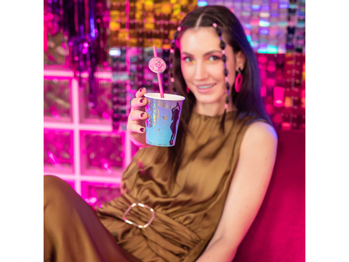 Retro diszkó szívószálak - 19,5 cm - 6 db.