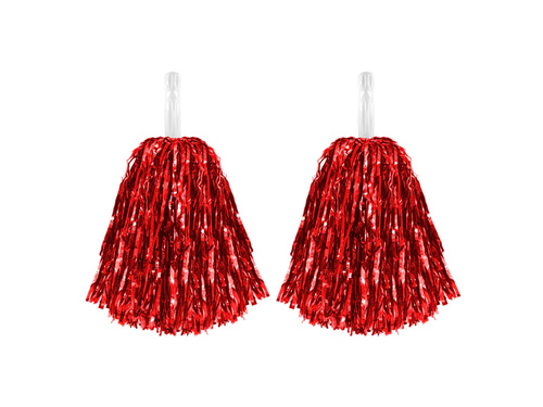 Fémszínű piros pomponok - 2 db.