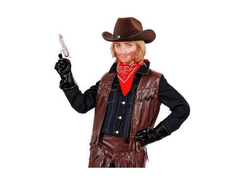 Fekete karakteres kesztyű bőrszerű anyagból - gyerekeknek