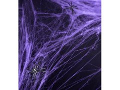 Lila pókháló 2 pókkal - Halloween háló - 60g.