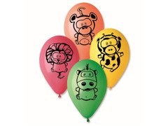 Pasztell léggömbök vegyes színek Állatok - 30 cm - 5 db.