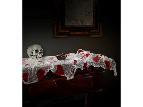 Vérfoltos hálós terítő Halloweenre - 80 x 180 cm - 1 db.