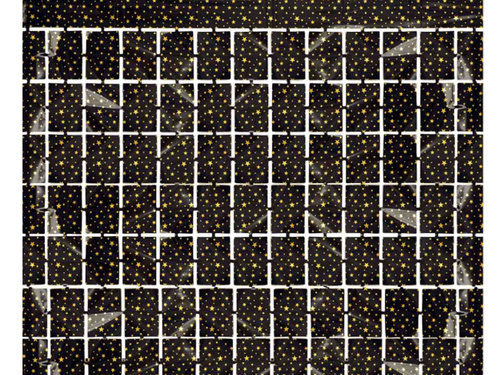 Fekete négyzet alakú függöny csillagokkal - 100 x 200 cm