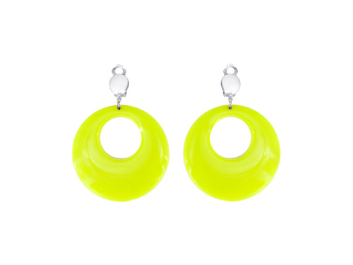 Klipszes fülbevaló Körök sárga neon