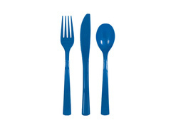 Műanyag evőeszközök tengerészkék - 18 db.