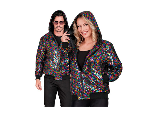 Party flitteres kabát - kapucnis bomber - többszínű