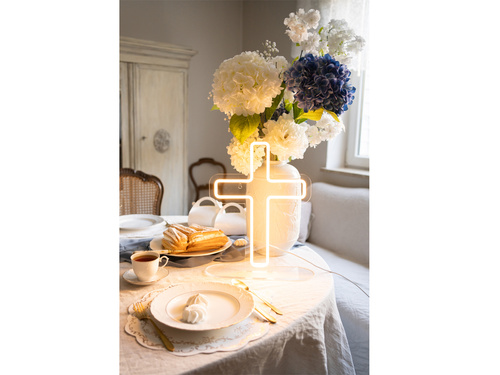 Neon dekoratív kereszt - 1 db.