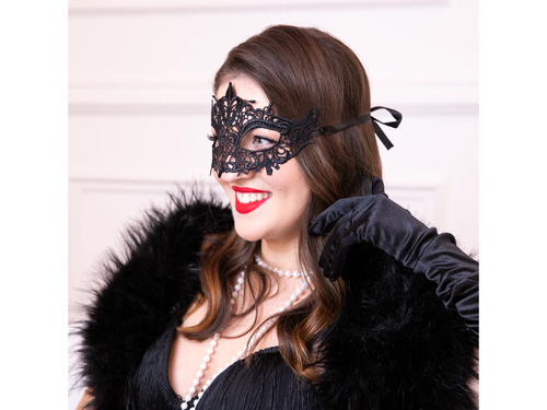 Farsangi csipke maszk fekete - 1 db.