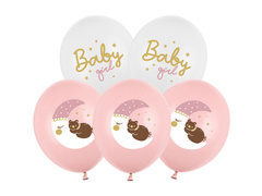 Baba lány latex lufi készlet mackóval - 30 cm - 6 db.