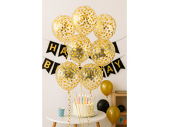 Átlátszó lufi arany konfettivel - 30 cm - 5 db.