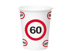 Papírpoharak születésnapokra Tiltás jel 60. - 250 ml - 8 db.