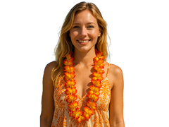 Hawaii narancssárga és sárga nyaklánc - 90 cm - 1 db.