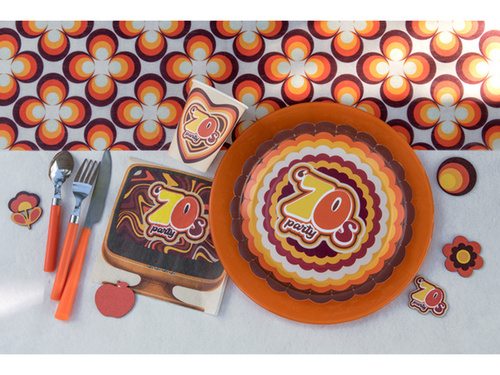 70's party papírtányérok - 23 cm - 10 db.