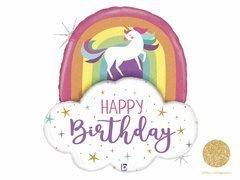 Szivárvány és egyszarvú fólialufi - 89 cm - 1 db.