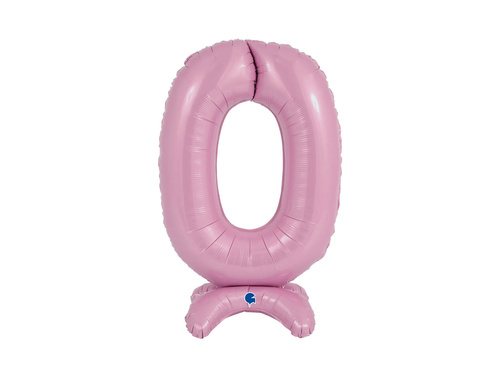 Fólia lufi álló szám 0 pasztell rózsaszín - 64 cm - 1 db.