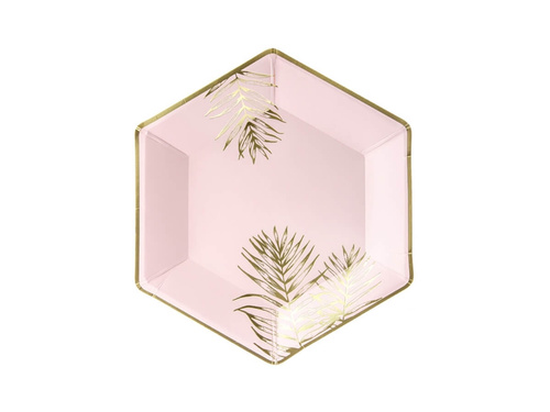 Papírtányérok Világos rózsaszín levelek - 23 cm - 6 db.