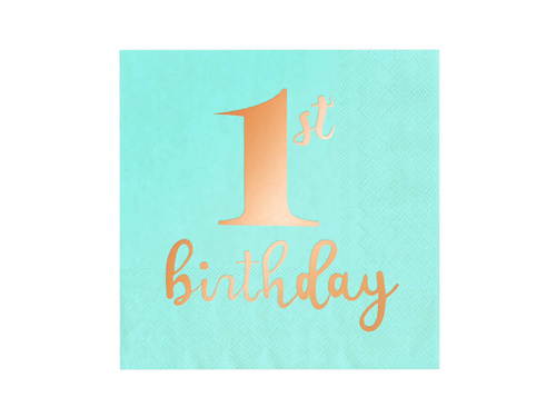 Születésnapi szalvéták 1. születésnapra türkizkék - 33 cm - 10 db.