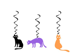 Halloween macskák függő dekoráció - 3 db.