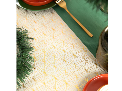 Asztali futó dekoráció Arany rombuszok - bézs - 28 cm x 275 cm - 1 db.