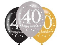Nyomtatott lufi "40" - 28 cm - 6 db.