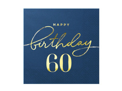 Hatvanadik születésnapi szalvéta tengerészkék - 33 cm - 10 db.