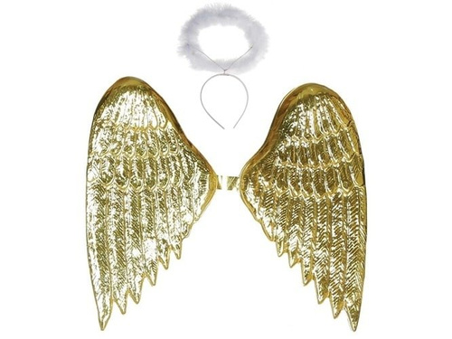 Arany angyalszárnyak glóriával - 40 x 35 cm - 1 db.