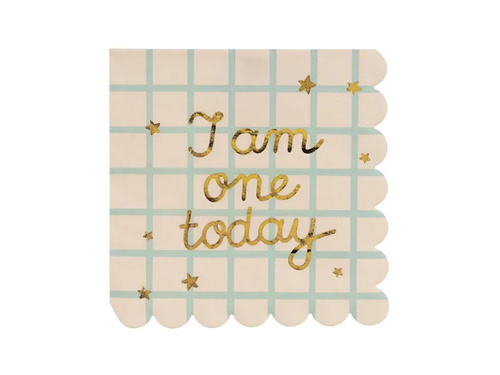 Én egy vagyok ma papír szalvéták egy születésnapi Teddy mackó - 33 cm - 12 db.