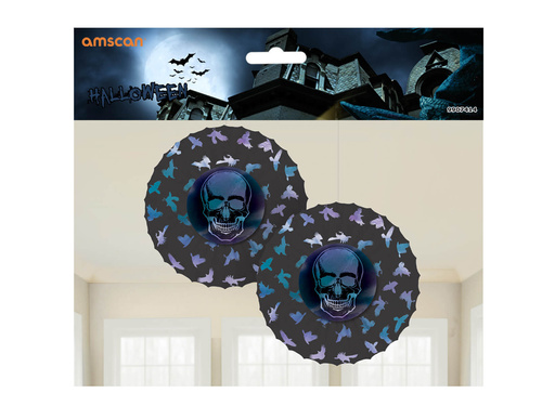 Akasztós dekoráció koponyával és hollókkal - 2 db.