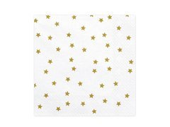 Fehér születésnapi szalvéta arany csillagokkal - 33 cm - 20 db.
