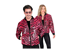 Rózsaszín Party flitteres kabát - bomber dzseki - zebra animal print