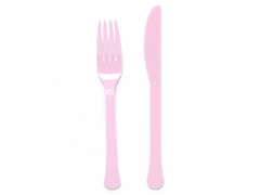 Világos rózsaszín műanyag evőeszközök - 24 db.