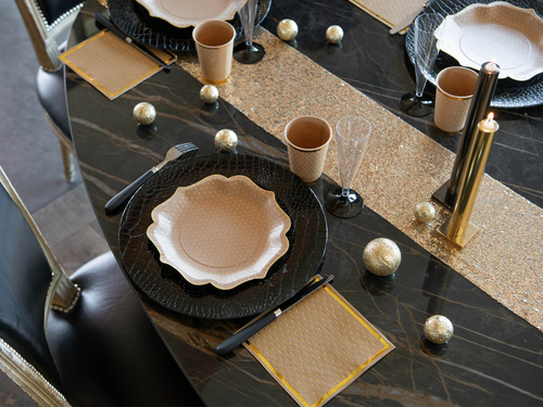 Dekorációs flitteres asztali futó - arany - 19 cm x 3 m - 1 db.