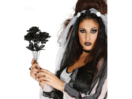 Fekete rózsa csokor - 35 cm