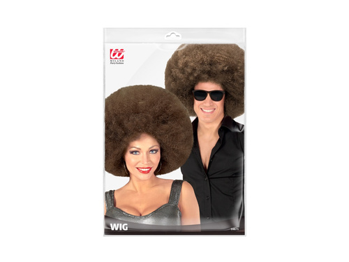 Nagy barna afro paróka, kiváló minőségű